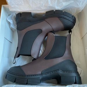 Ganni Waterproof Recycled Rubber City Boot - Chicory Coffee